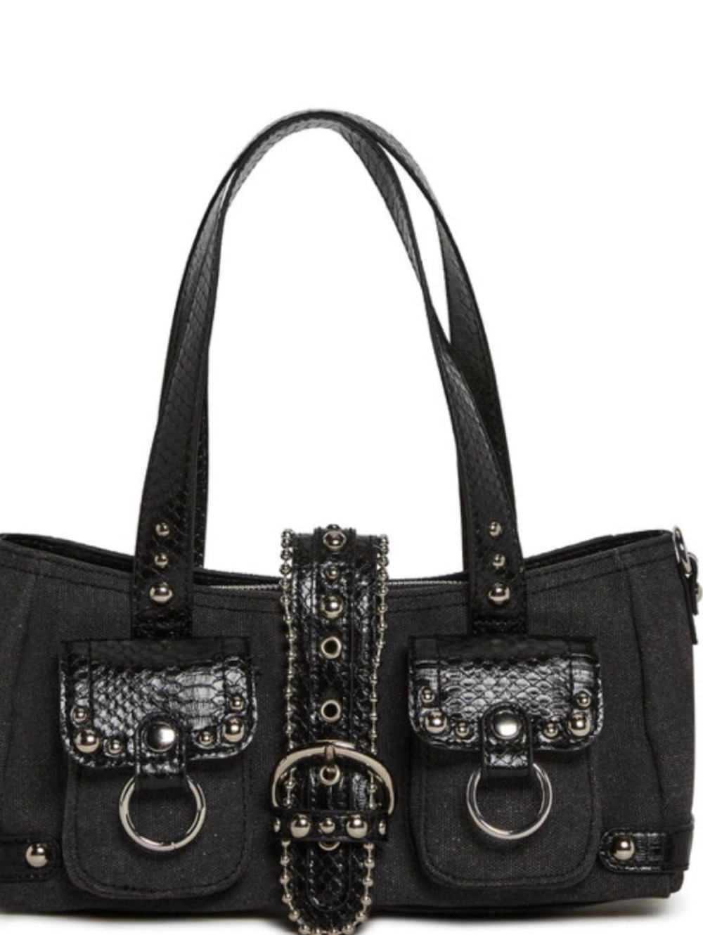 Dolls Kill Women's Black Shoulder Bag w Buckle and Studded Accents NWT Viscious